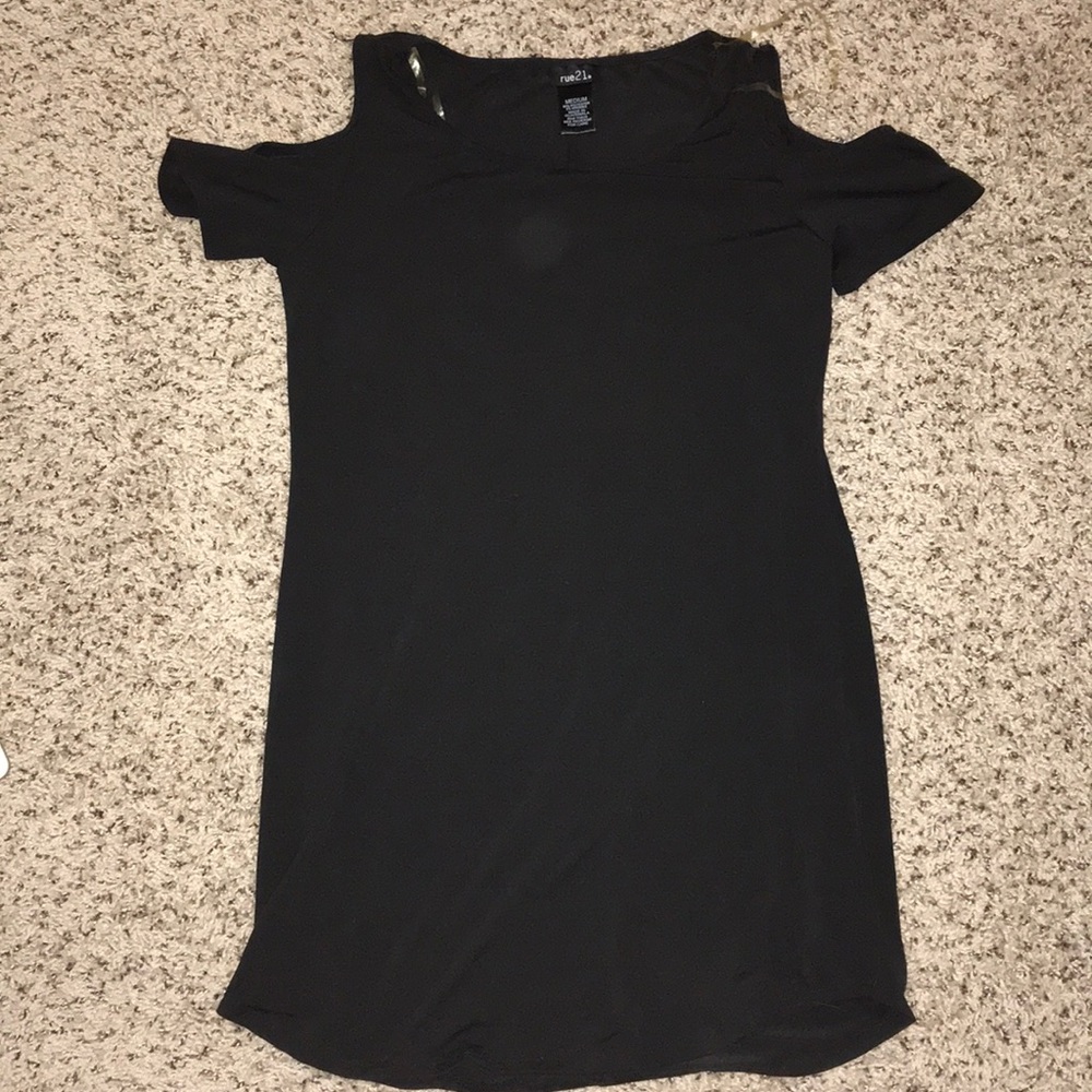 Black dress with shoulder design